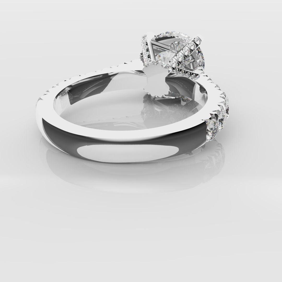 Round Brilliant Cut Hidden Halo With Diamond Set Claws