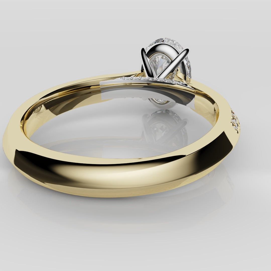 Double Row Pavé Oval Diamond Engagement Ring