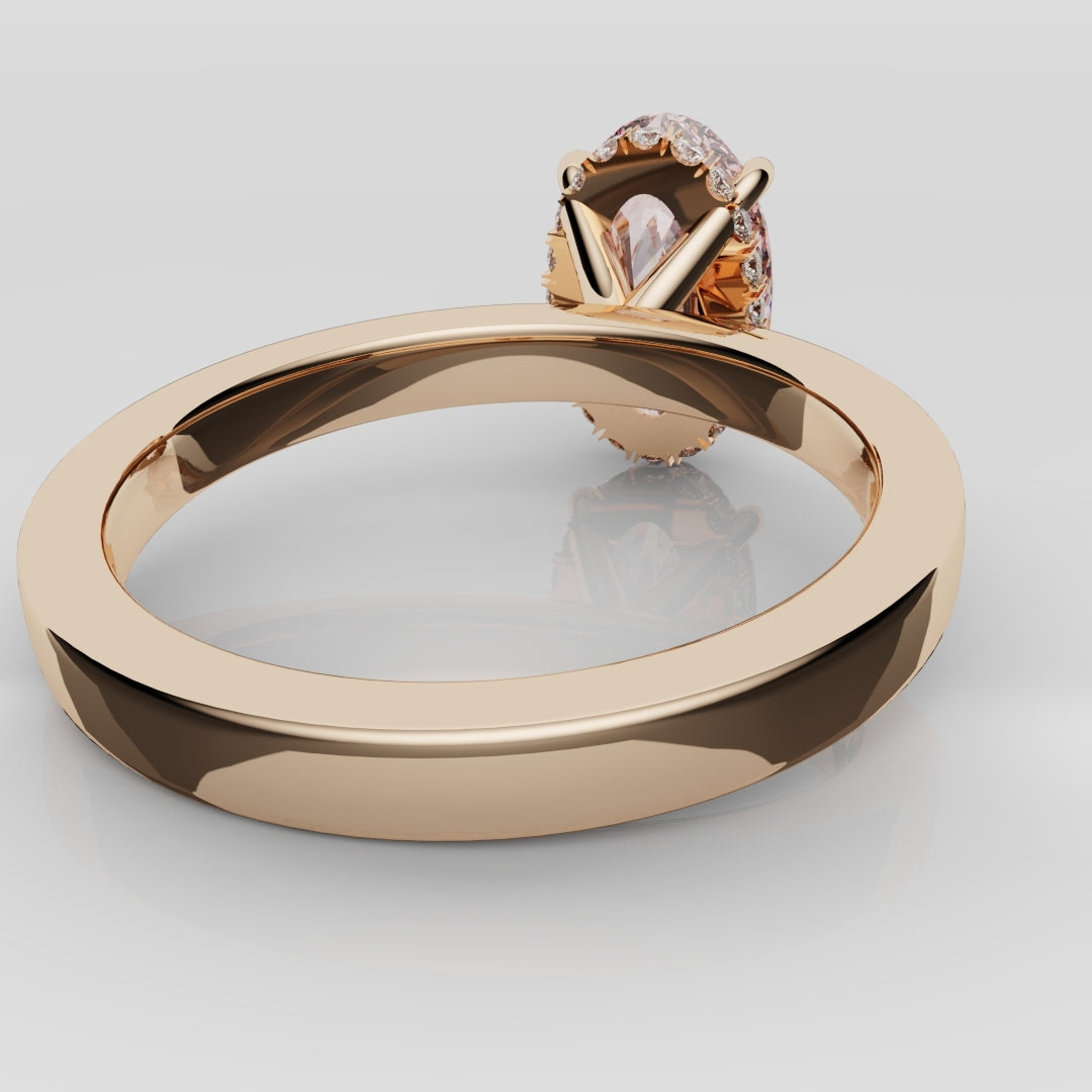 Pink Oval Diamond Hidden halo Engagement Ring