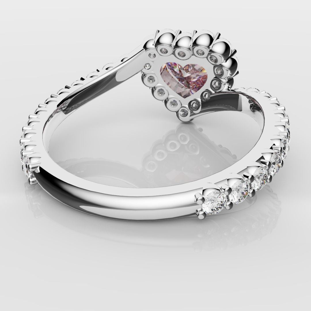 Pink Heart Diamond Halo Engagement Ring