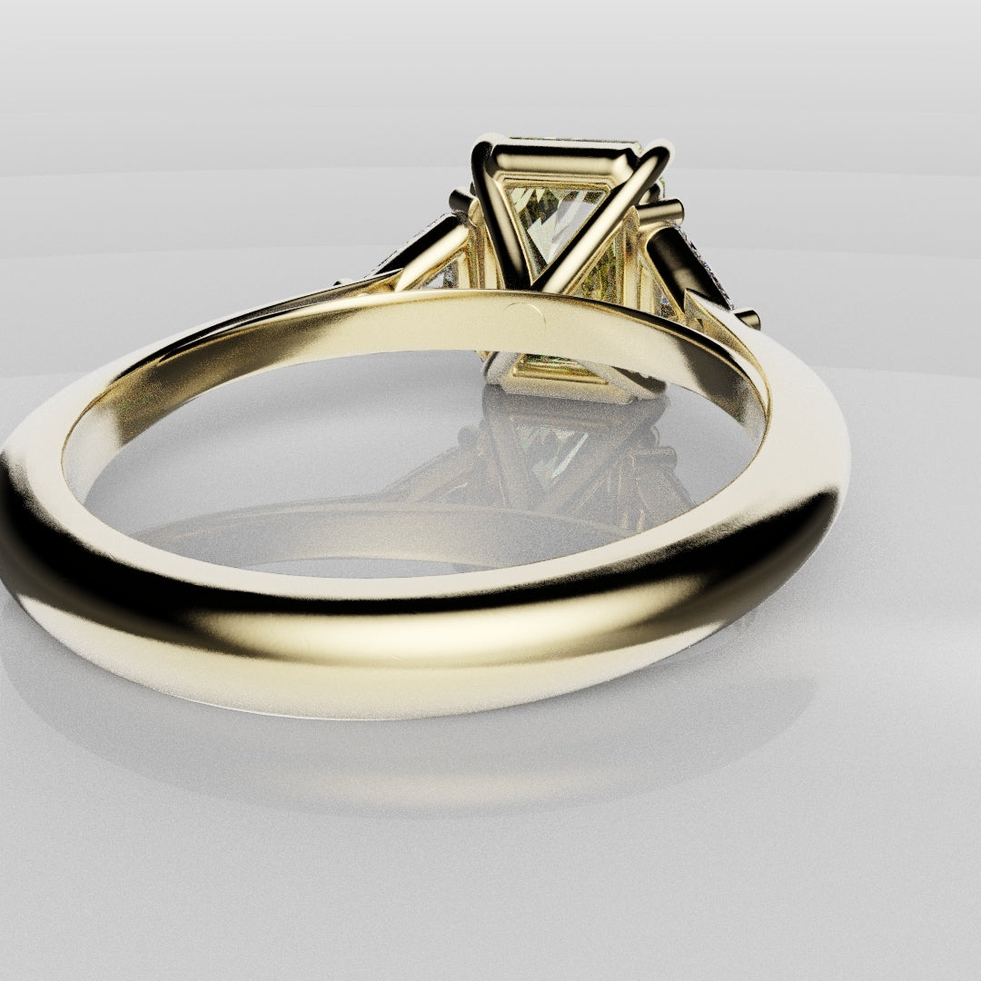 Fancy Yellow Radiant Cut Trilogy Engagement Ring