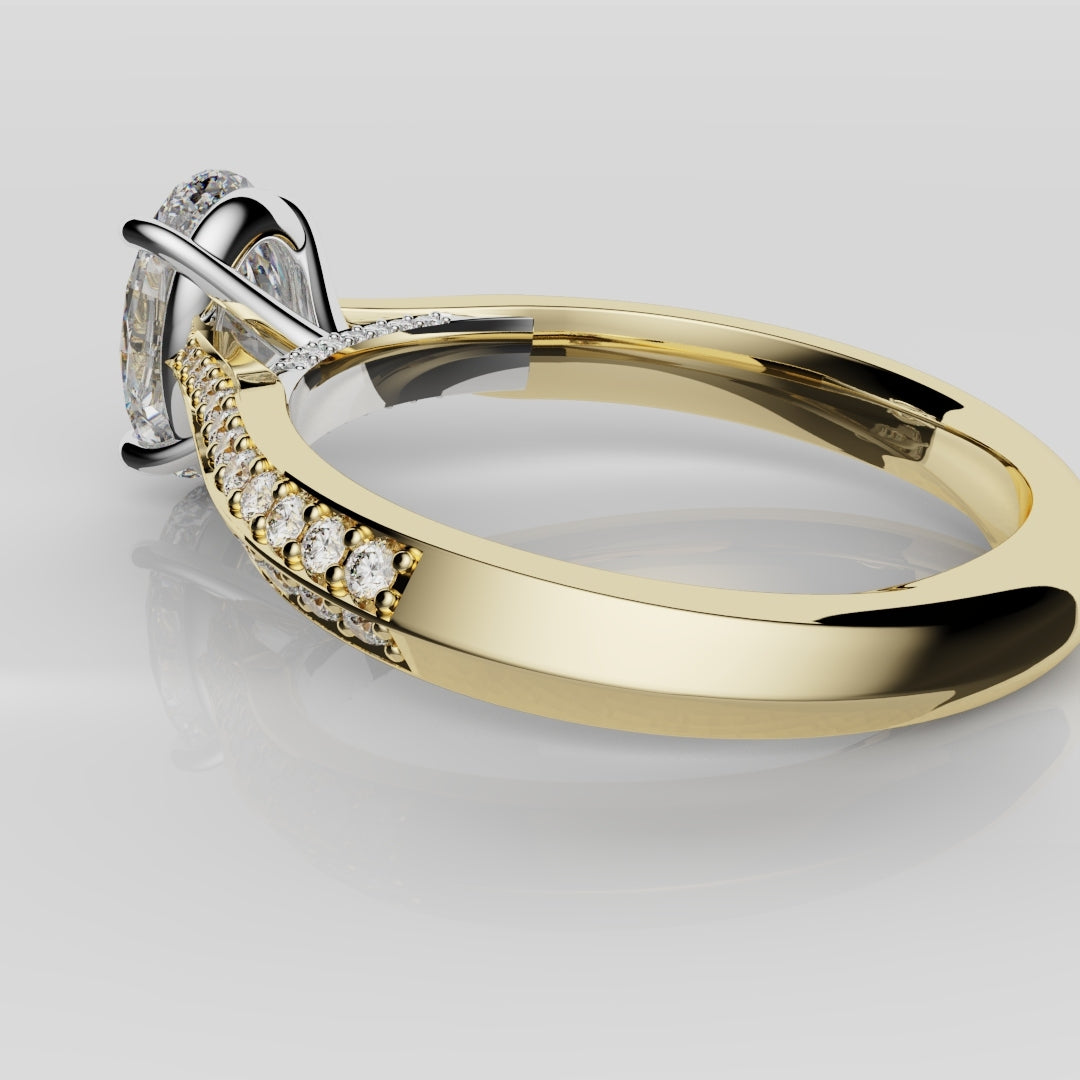 Double Row Pavé Oval Diamond Engagement Ring
