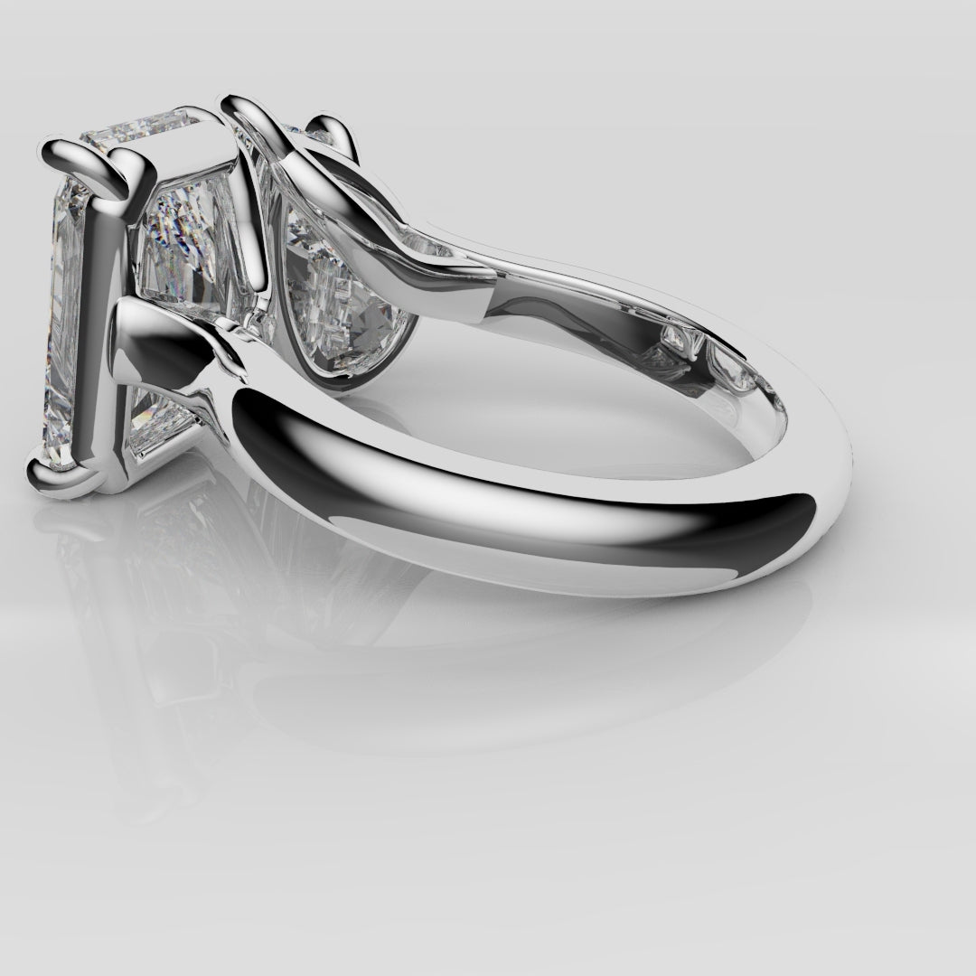 Radiant and Pear Diamond Toi & Moi Engagement Ring