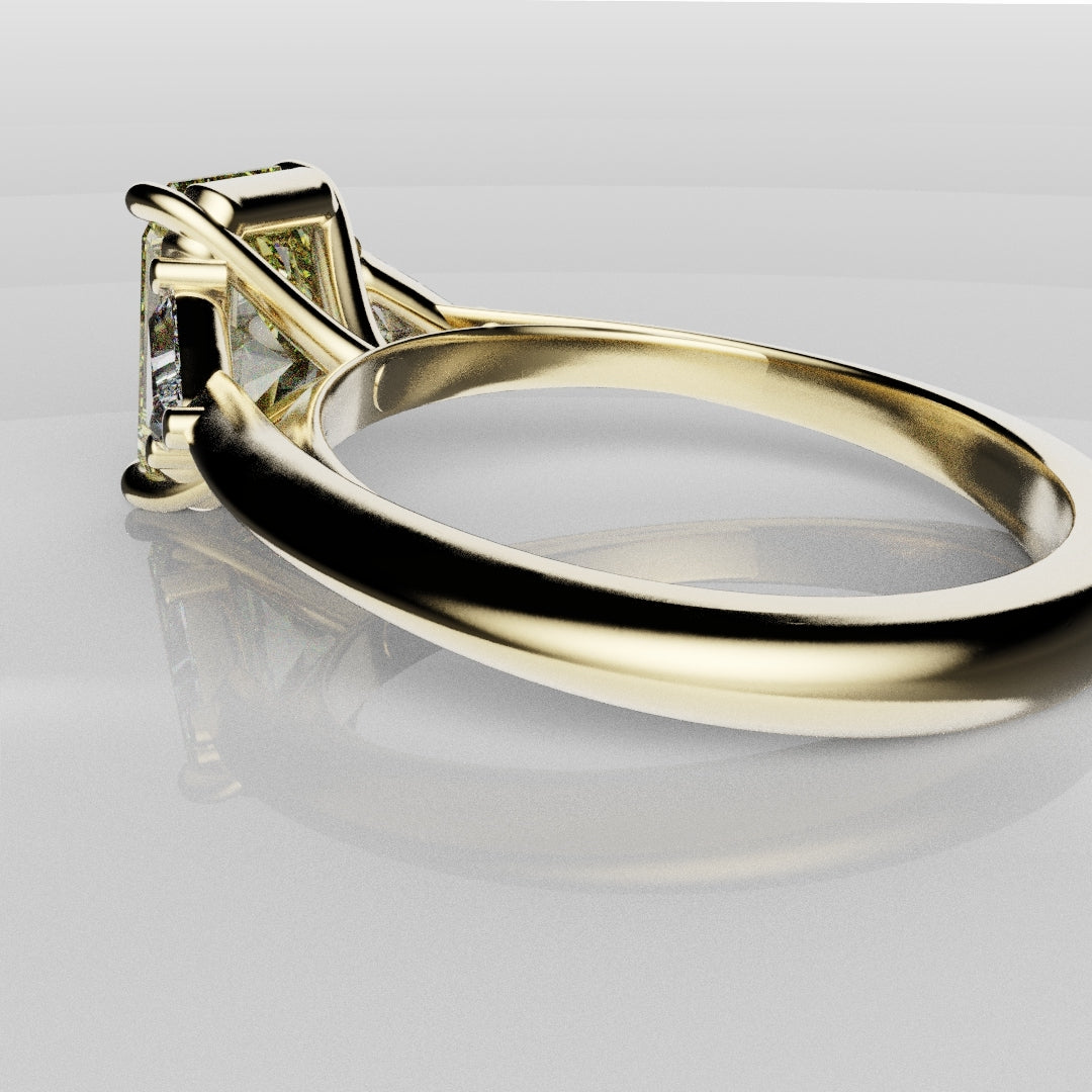 Fancy Yellow Radiant Cut Trilogy Engagement Ring