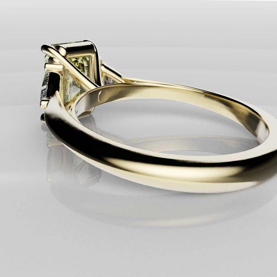 Fancy Yellow Radiant Cut Trilogy Engagement Ring