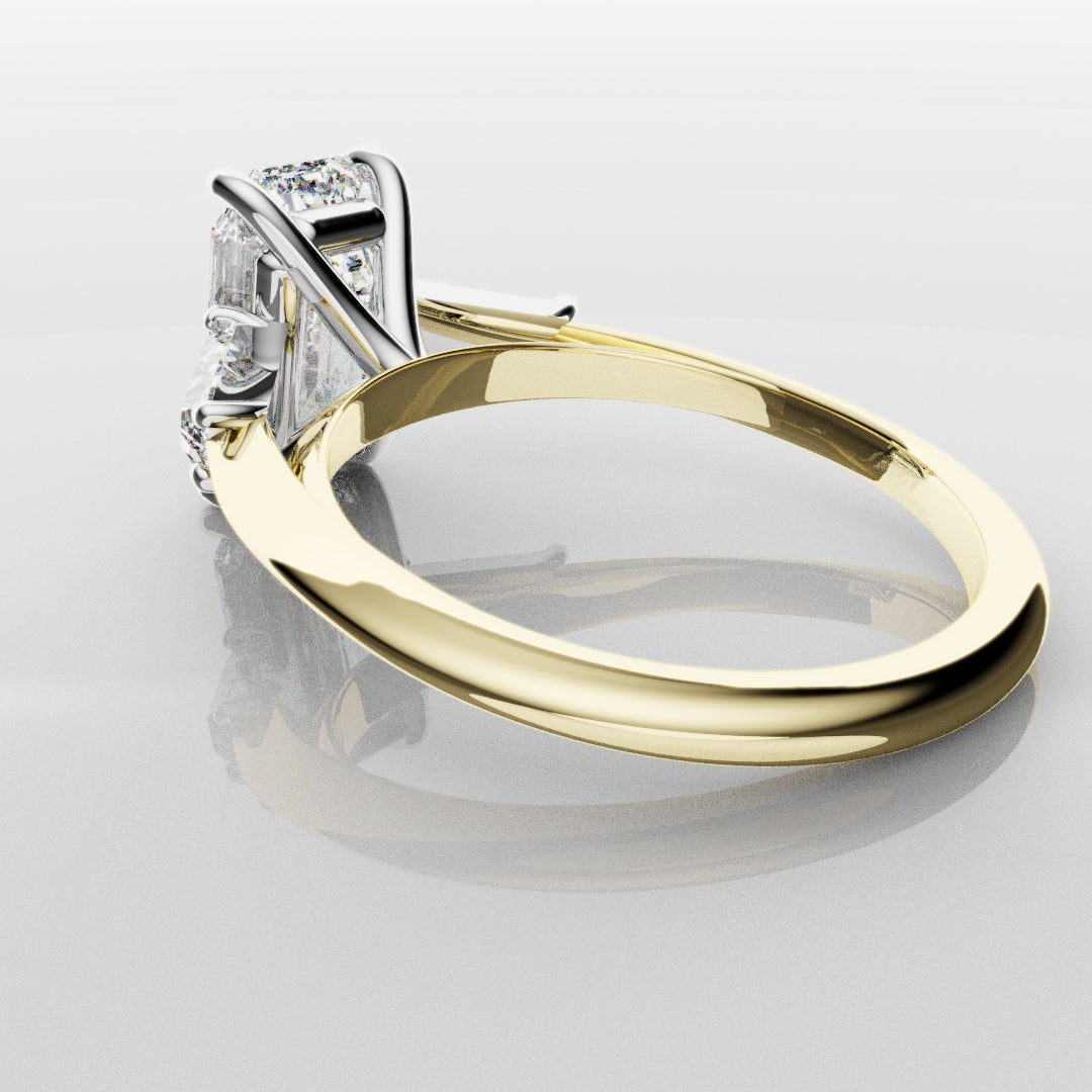 Emerald Cut Diamond Ring With Tapered Baguettes