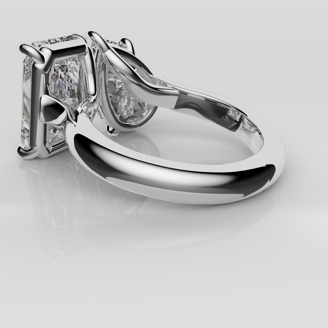 Radiant and Pear Diamond Toi & Moi Engagement Ring