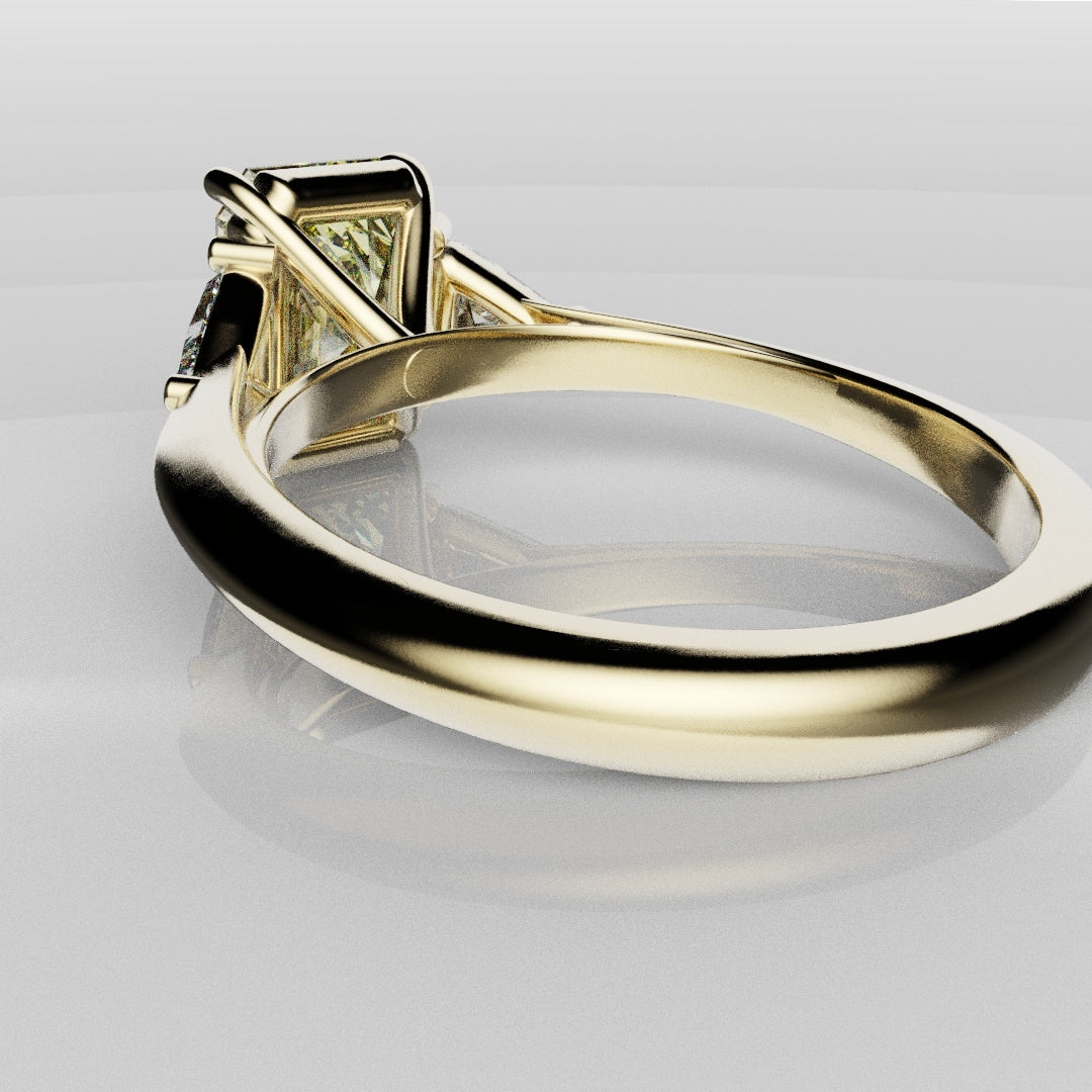 Fancy Yellow Radiant Cut Trilogy Engagement Ring