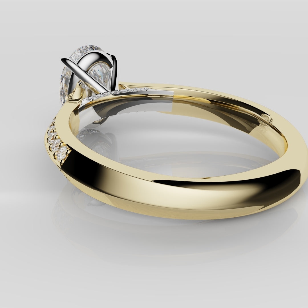 Double Row Pavé Oval Diamond Engagement Ring