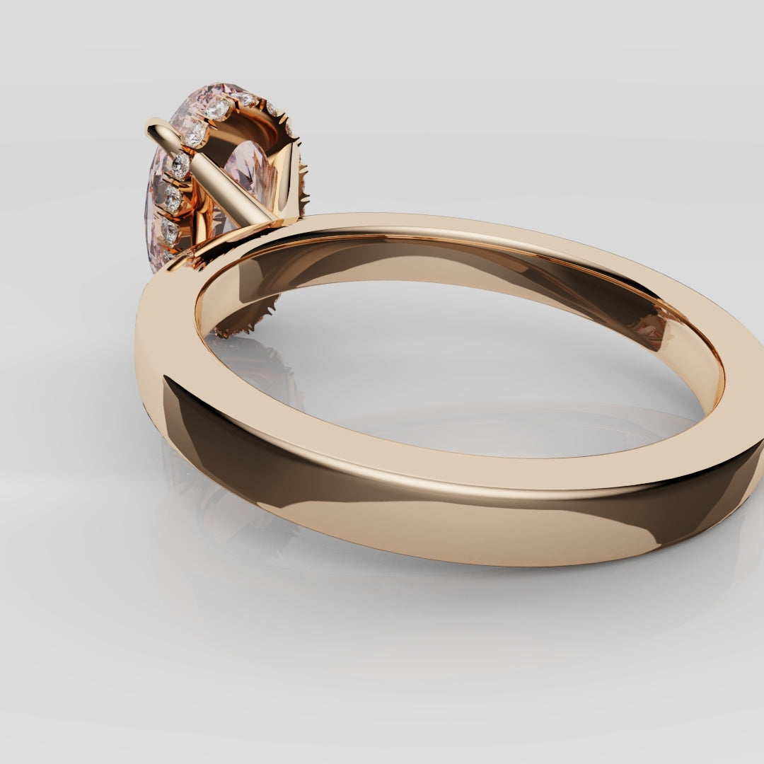Pink Oval Diamond Hidden halo Engagement Ring