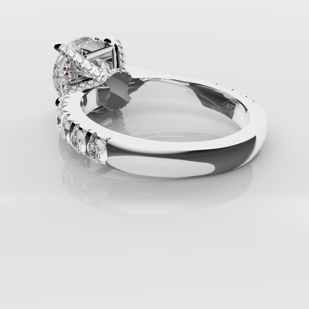 Round Brilliant Cut Hidden Halo With Diamond Set Claws