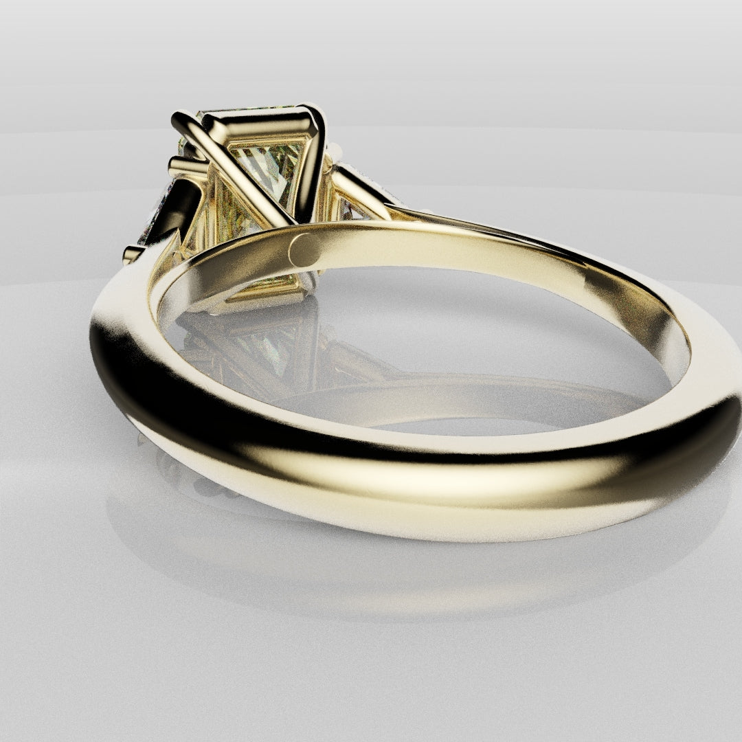 Fancy Yellow Radiant Cut Trilogy Engagement Ring
