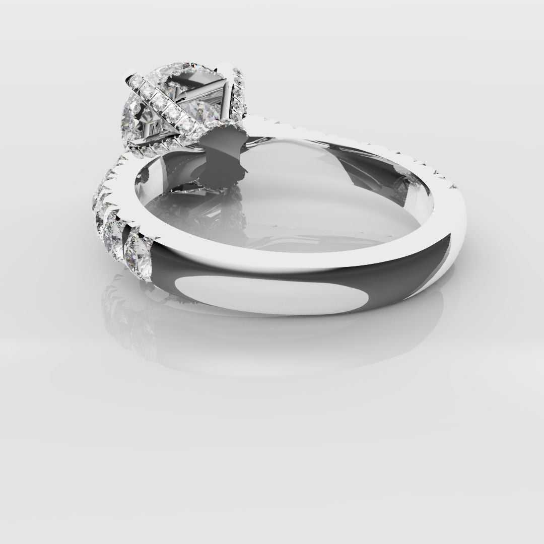 Round Brilliant Cut Hidden Halo With Diamond Set Claws