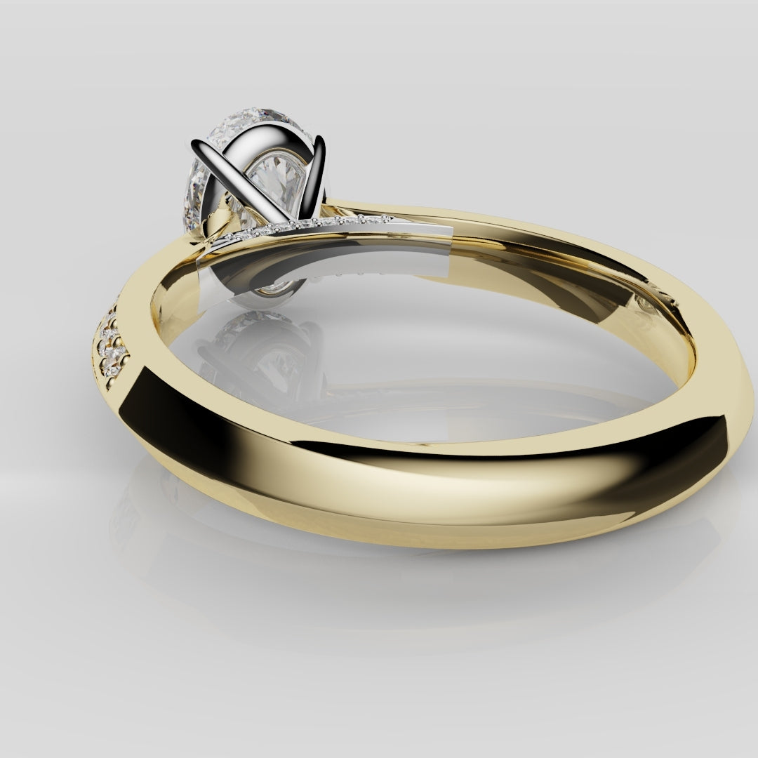 Double Row Pavé Oval Diamond Engagement Ring