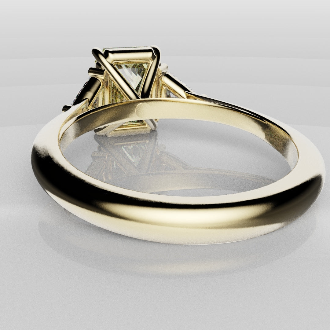 Fancy Yellow Radiant Cut Trilogy Engagement Ring