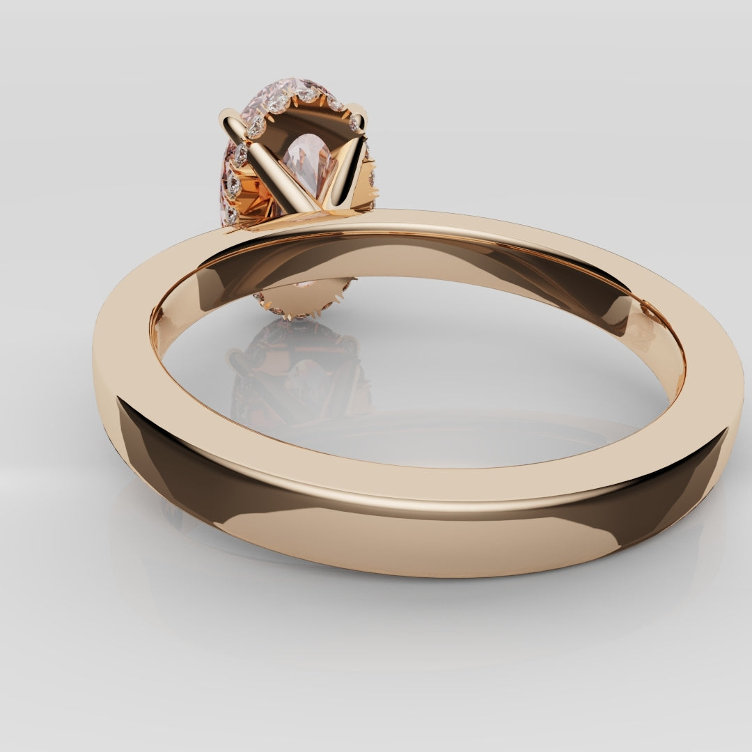 Pink Oval Diamond Hidden halo Engagement Ring