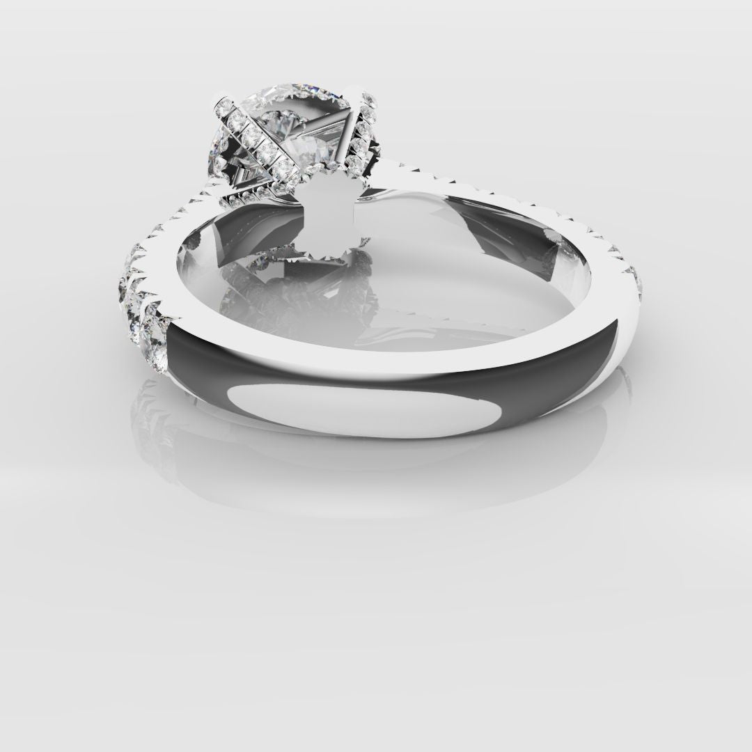 Round Brilliant Cut Hidden Halo With Diamond Set Claws