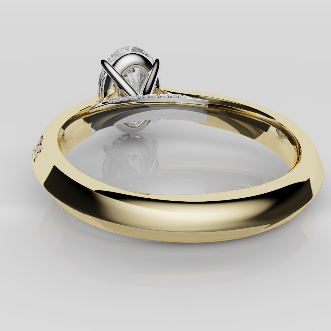 Double Row Pavé Oval Diamond Engagement Ring