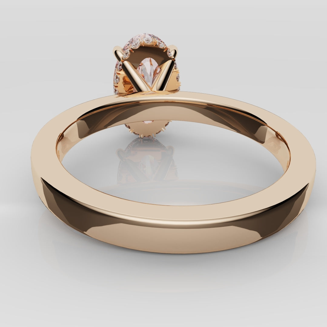 Pink Oval Diamond Hidden halo Engagement Ring