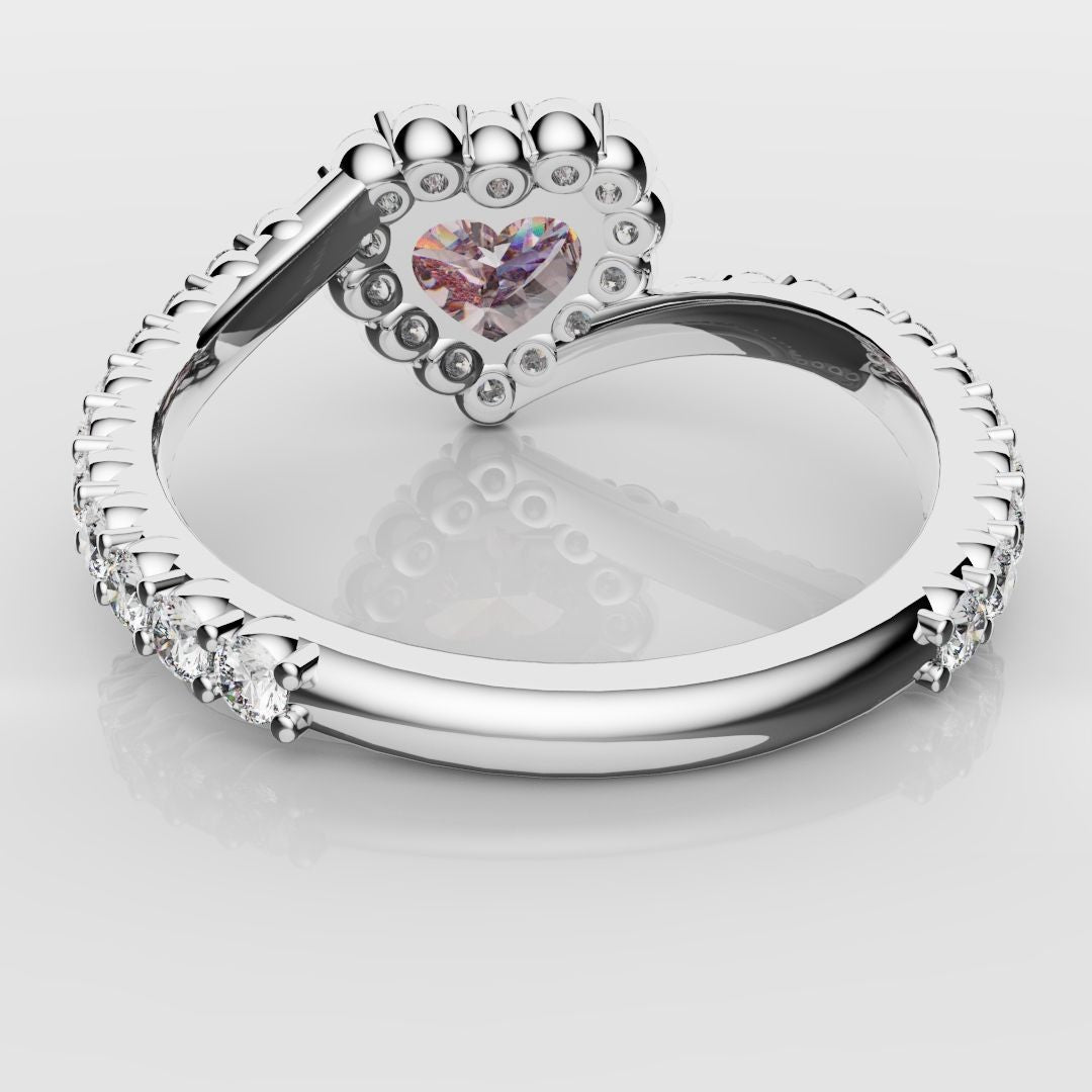 Pink Heart Diamond Halo Engagement Ring