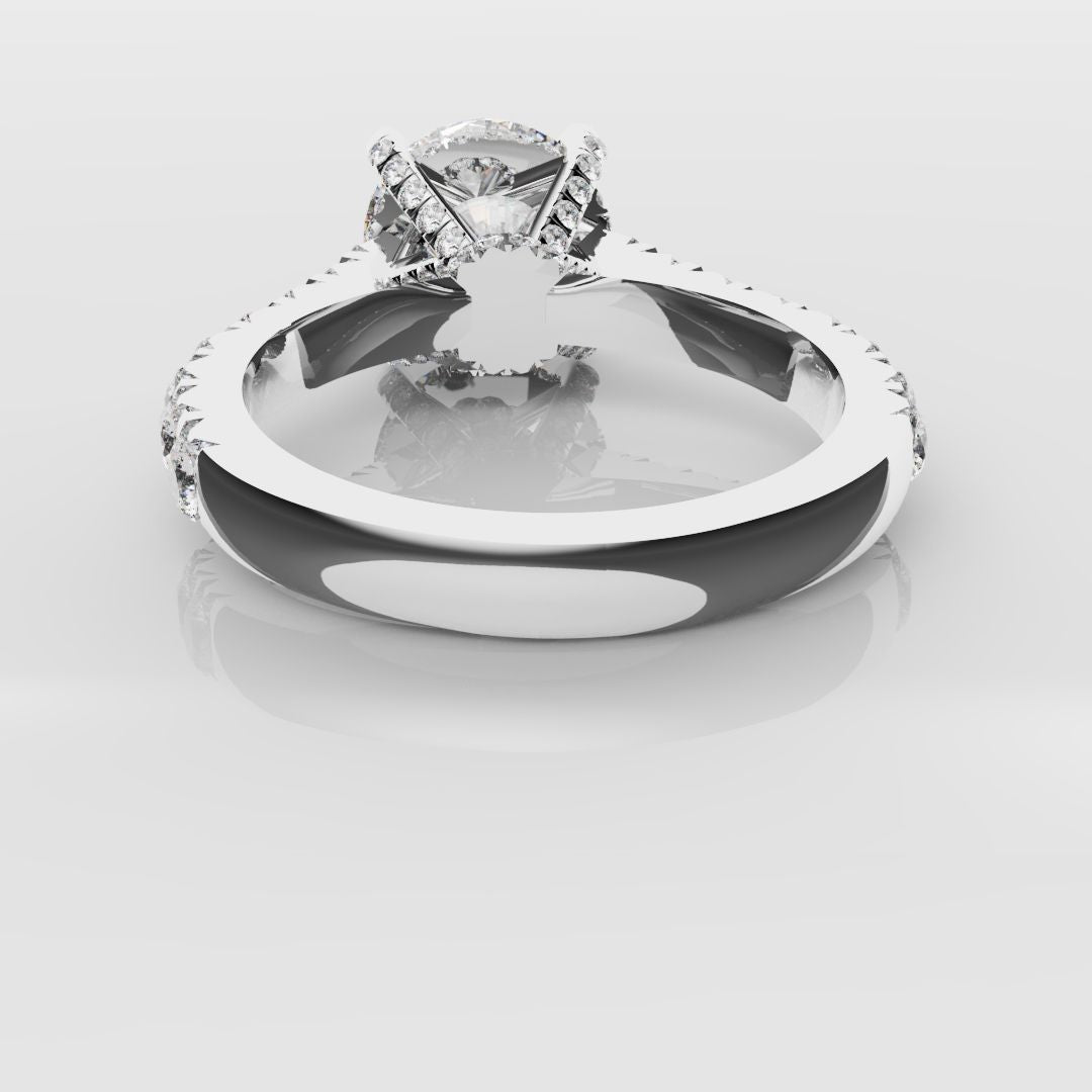 Round Brilliant Cut Hidden Halo With Diamond Set Claws