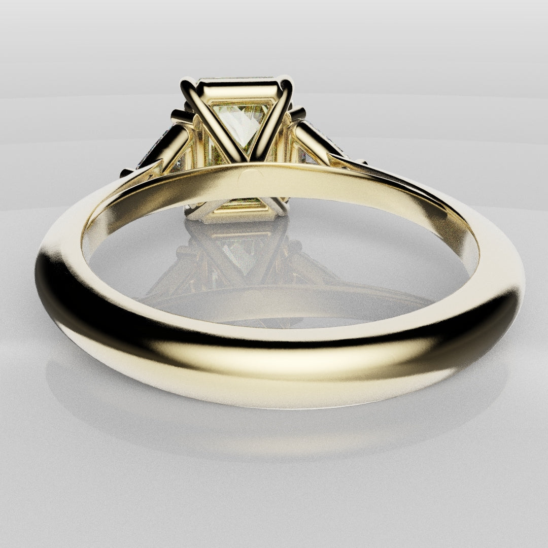 Fancy Yellow Radiant Cut Trilogy Engagement Ring