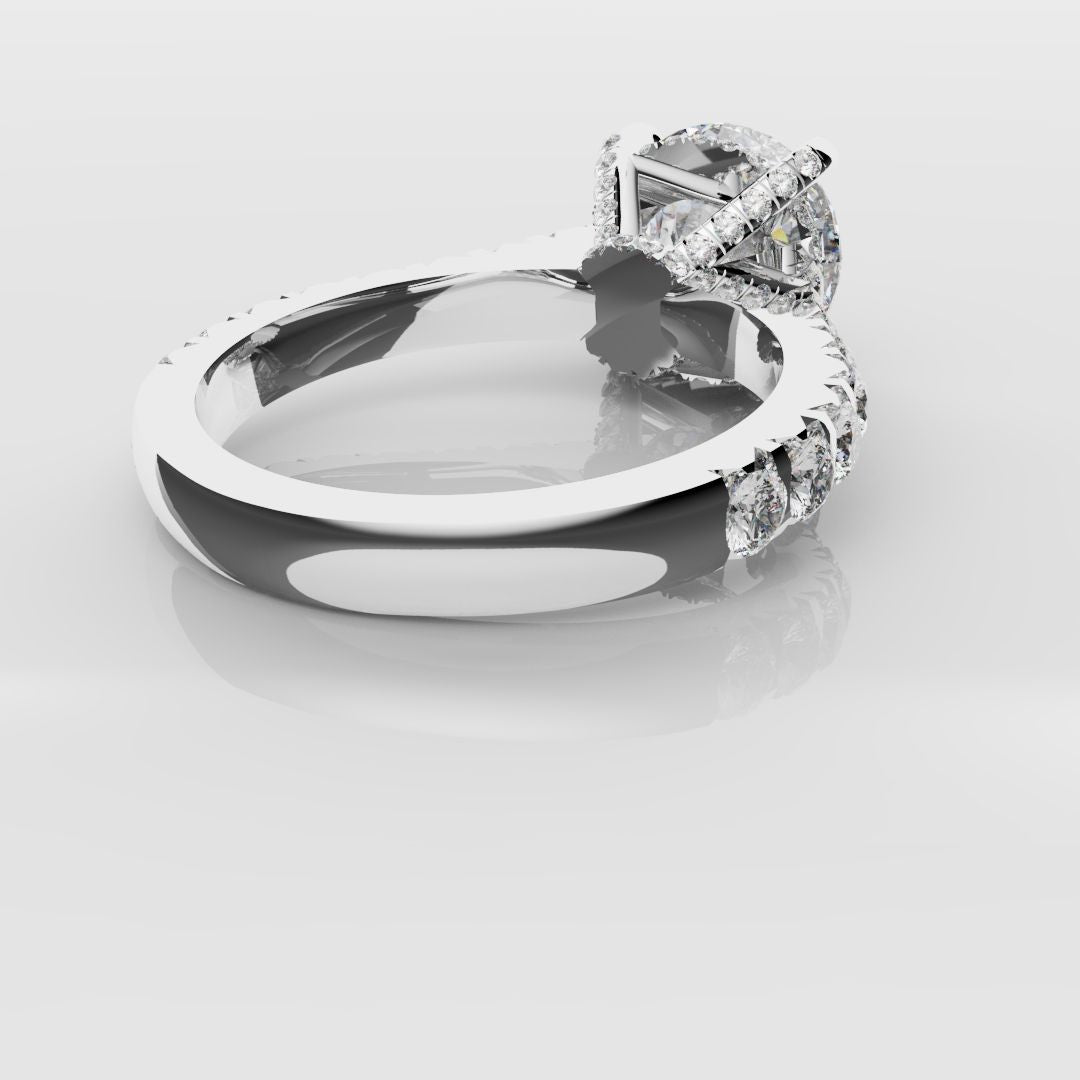Round Brilliant Cut Hidden Halo With Diamond Set Claws