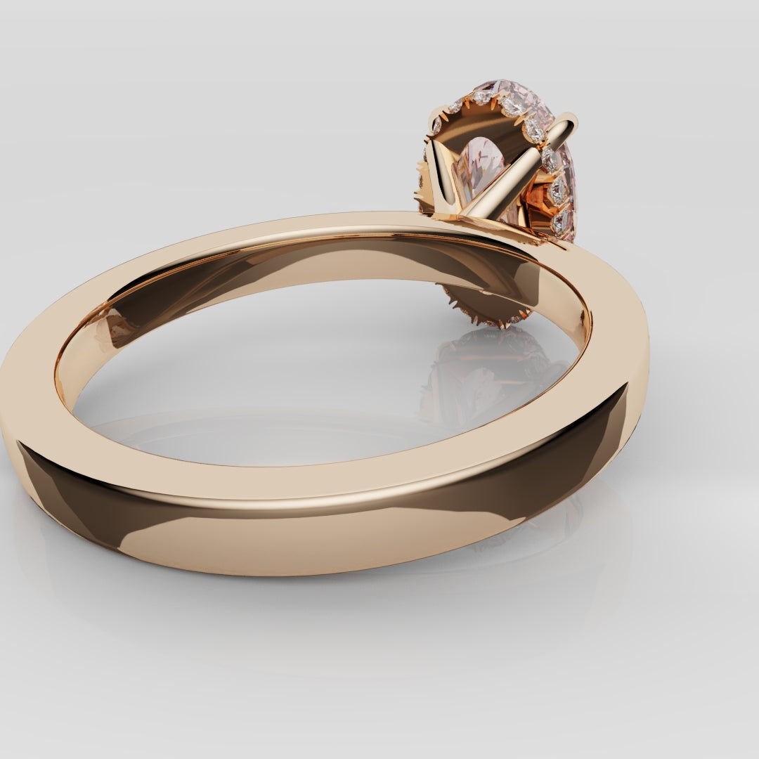 Pink Oval Diamond Hidden halo Engagement Ring