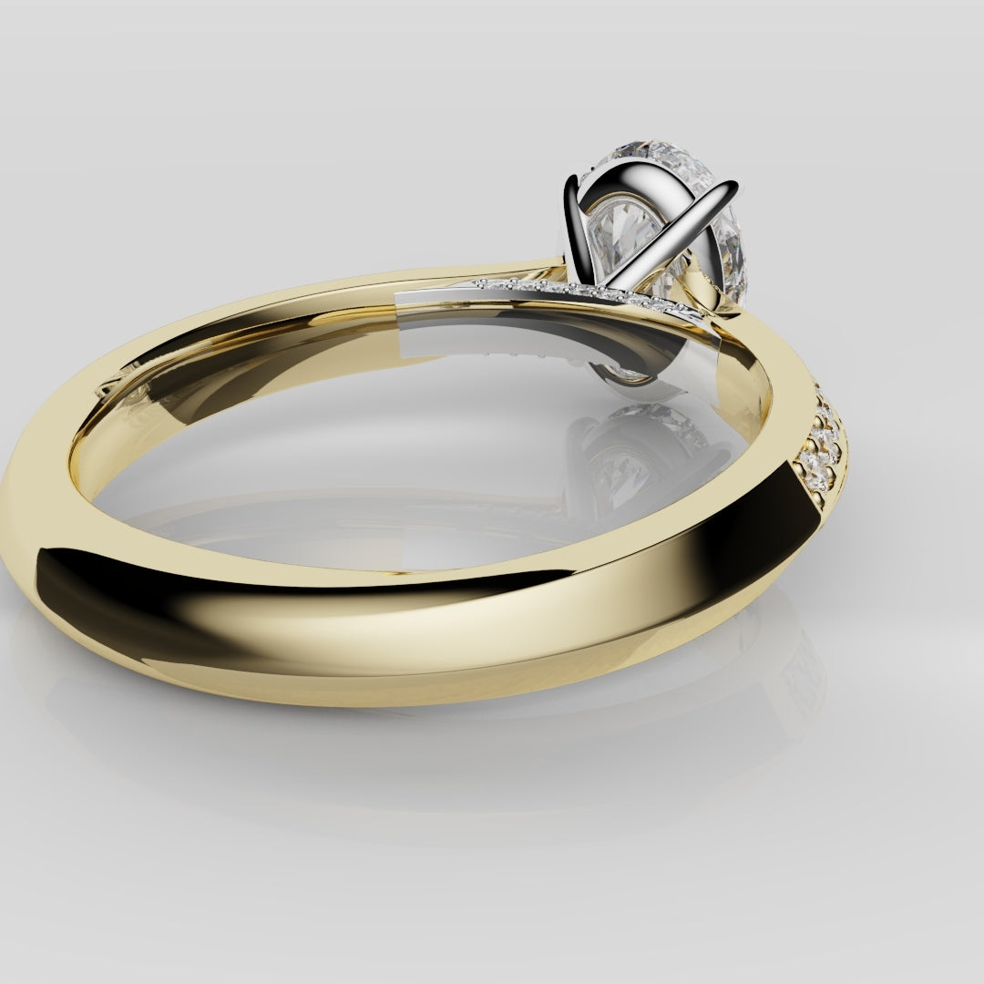 Double Row Pavé Oval Diamond Engagement Ring