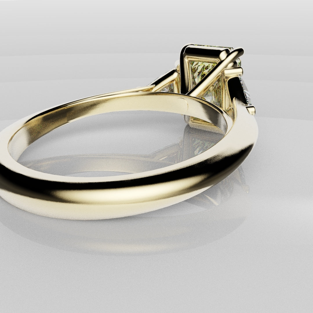 Fancy Yellow Radiant Cut Trilogy Engagement Ring