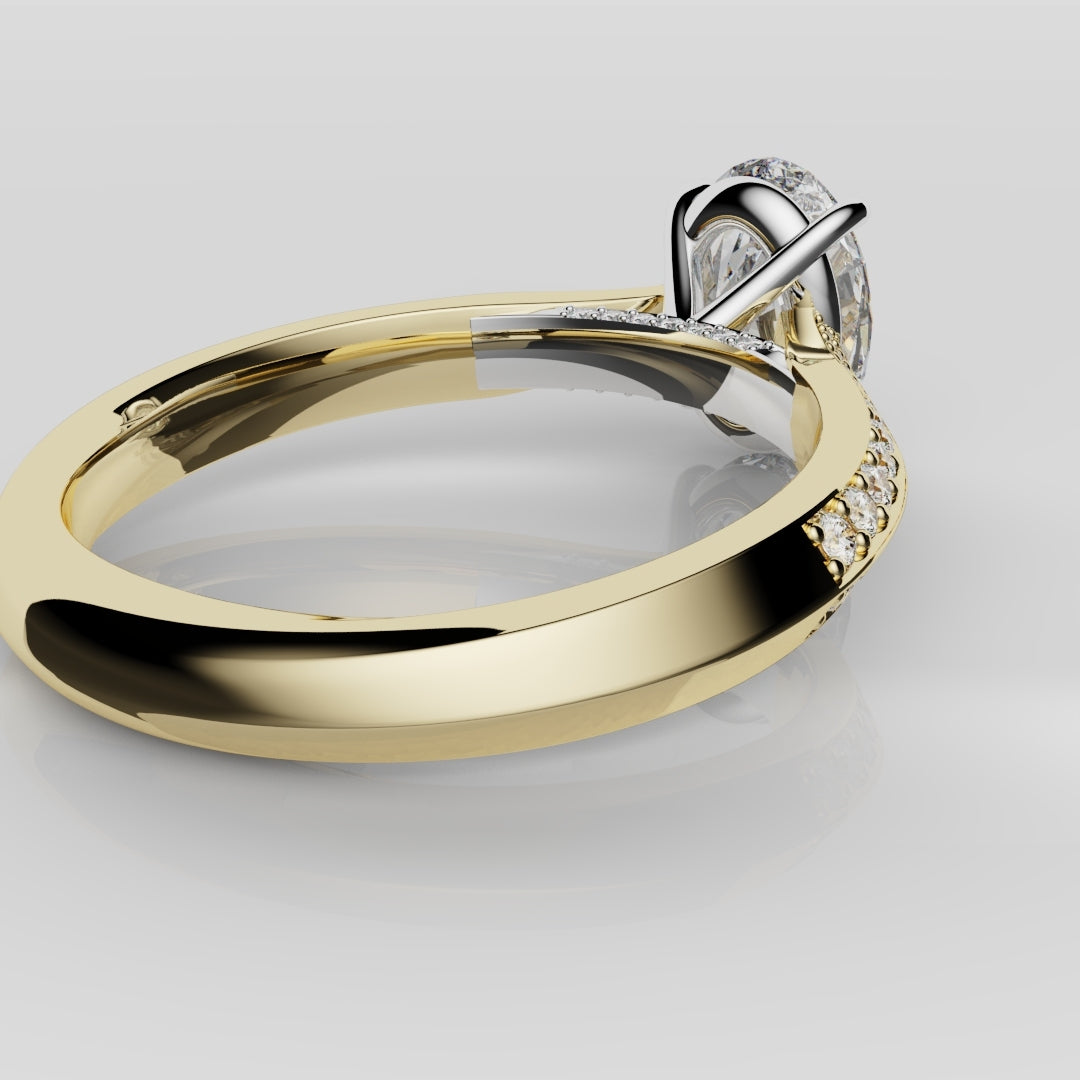 Double Row Pavé Oval Diamond Engagement Ring