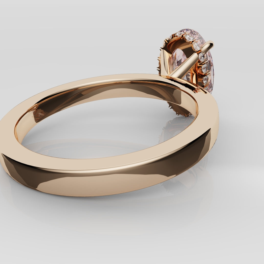 Pink Oval Diamond Hidden halo Engagement Ring