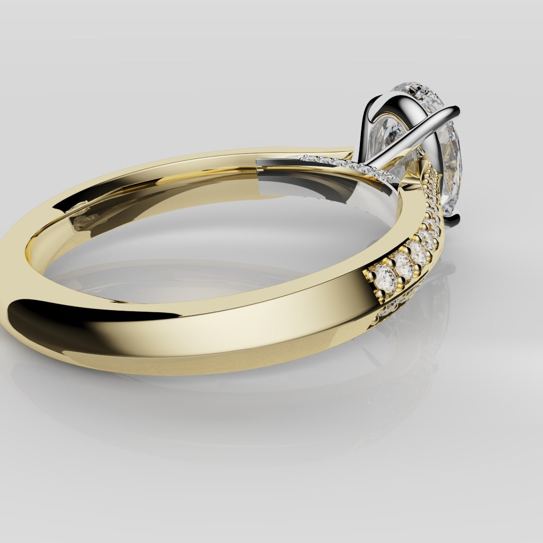 Double Row Pavé Oval Diamond Engagement Ring
