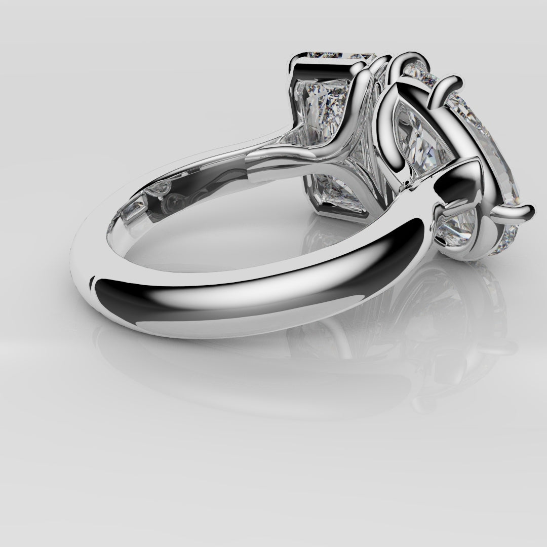 Radiant and Pear Diamond Toi & Moi Engagement Ring