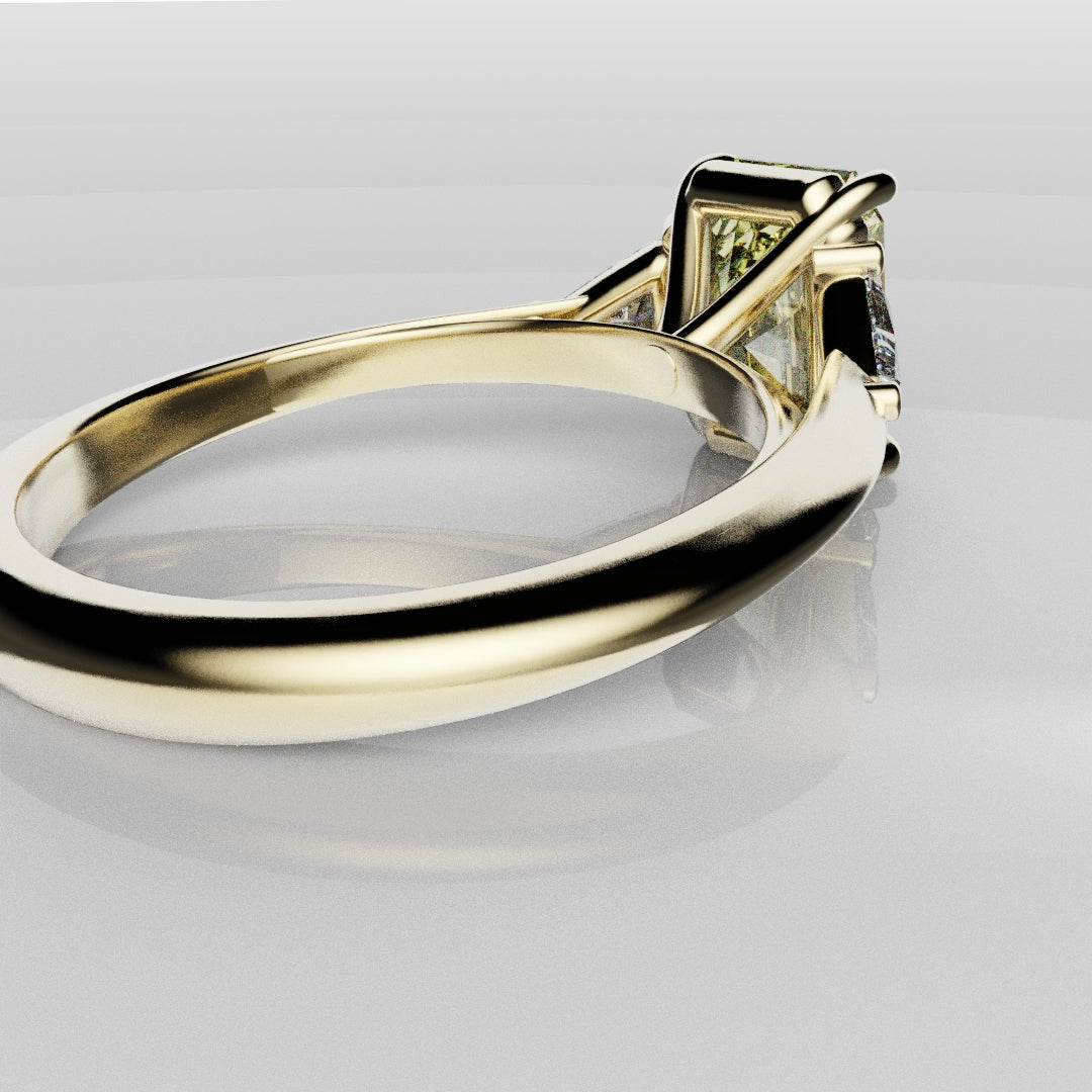 Fancy Yellow Radiant Cut Trilogy Engagement Ring
