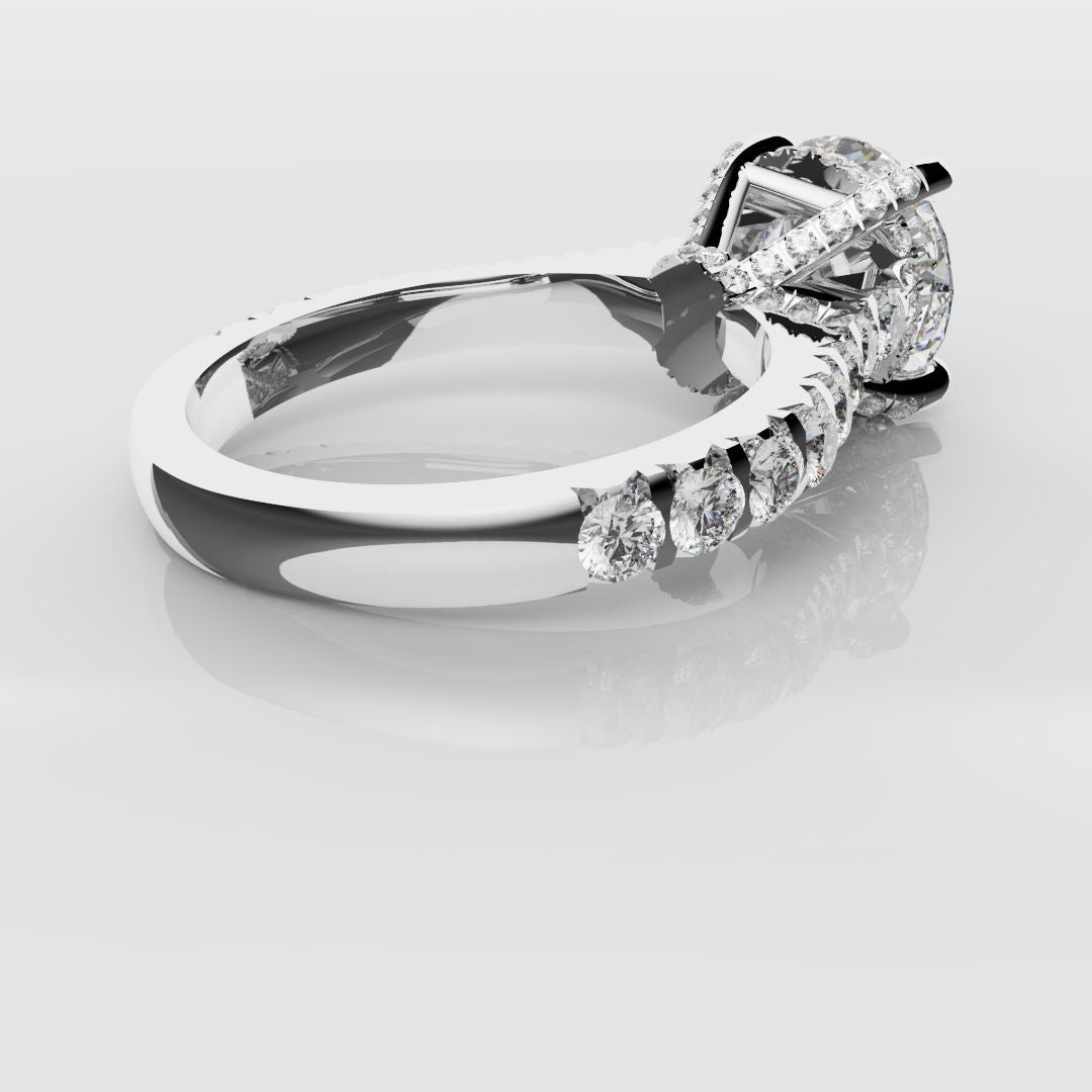 Round Brilliant Cut Hidden Halo With Diamond Set Claws