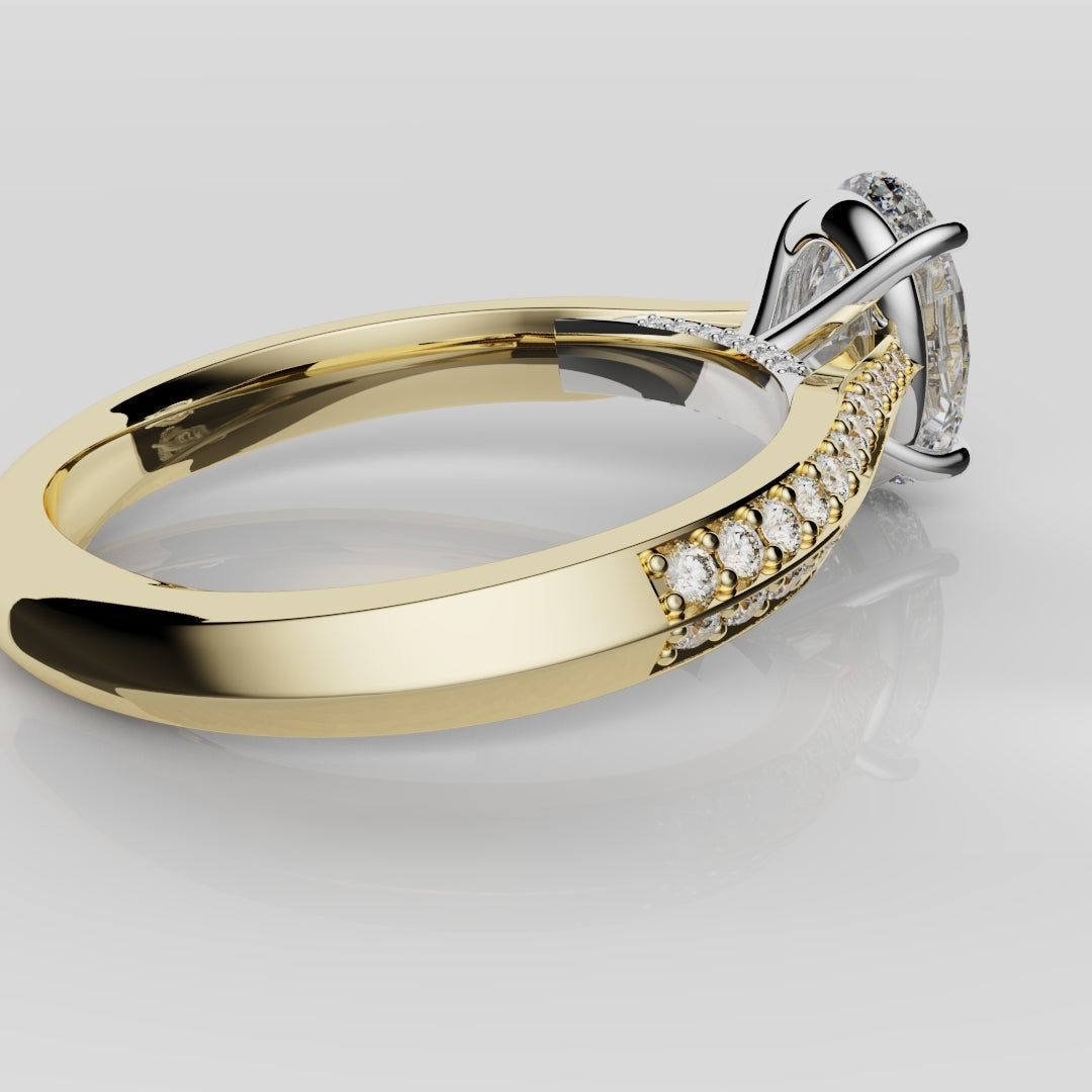 Double Row Pavé Oval Diamond Engagement Ring