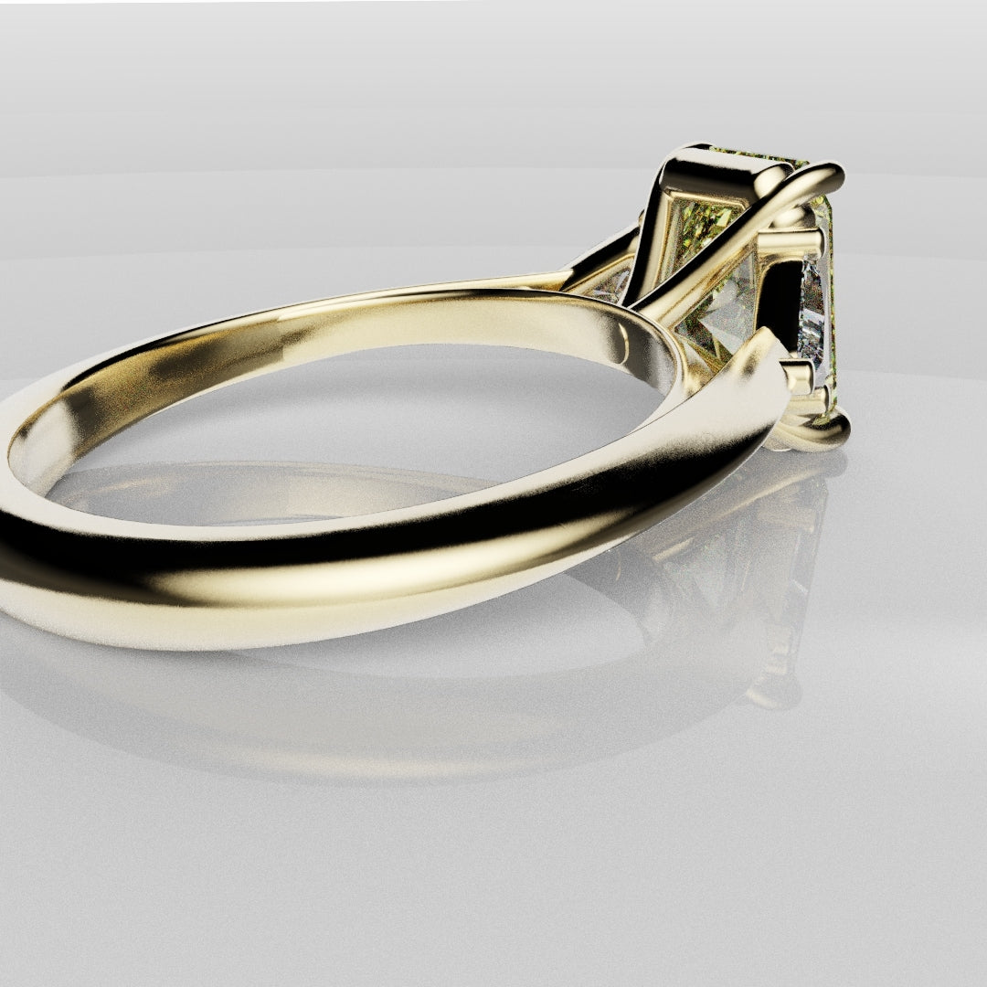 Fancy Yellow Radiant Cut Trilogy Engagement Ring
