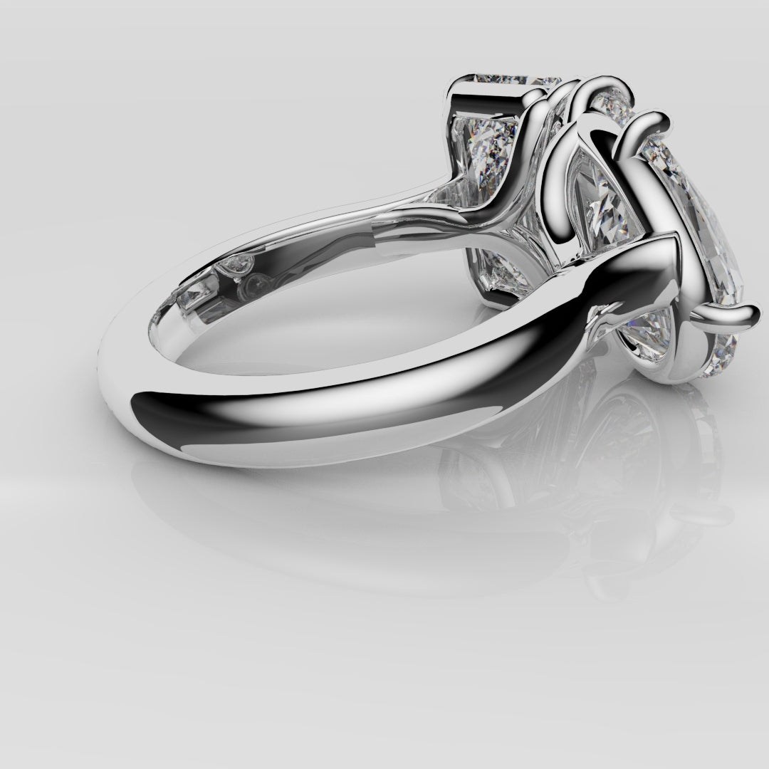 Radiant and Pear Diamond Toi & Moi Engagement Ring
