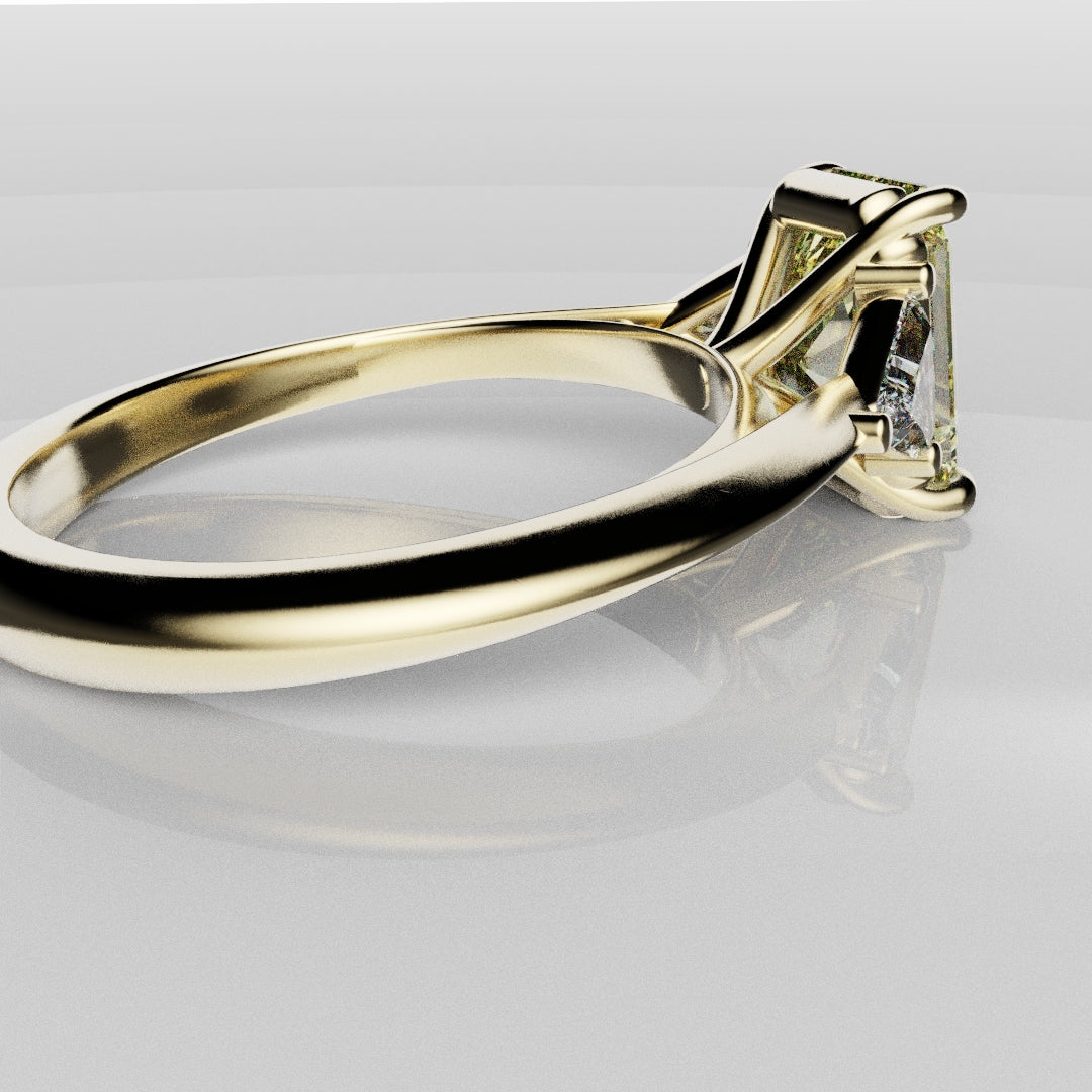 Fancy Yellow Radiant Cut Trilogy Engagement Ring