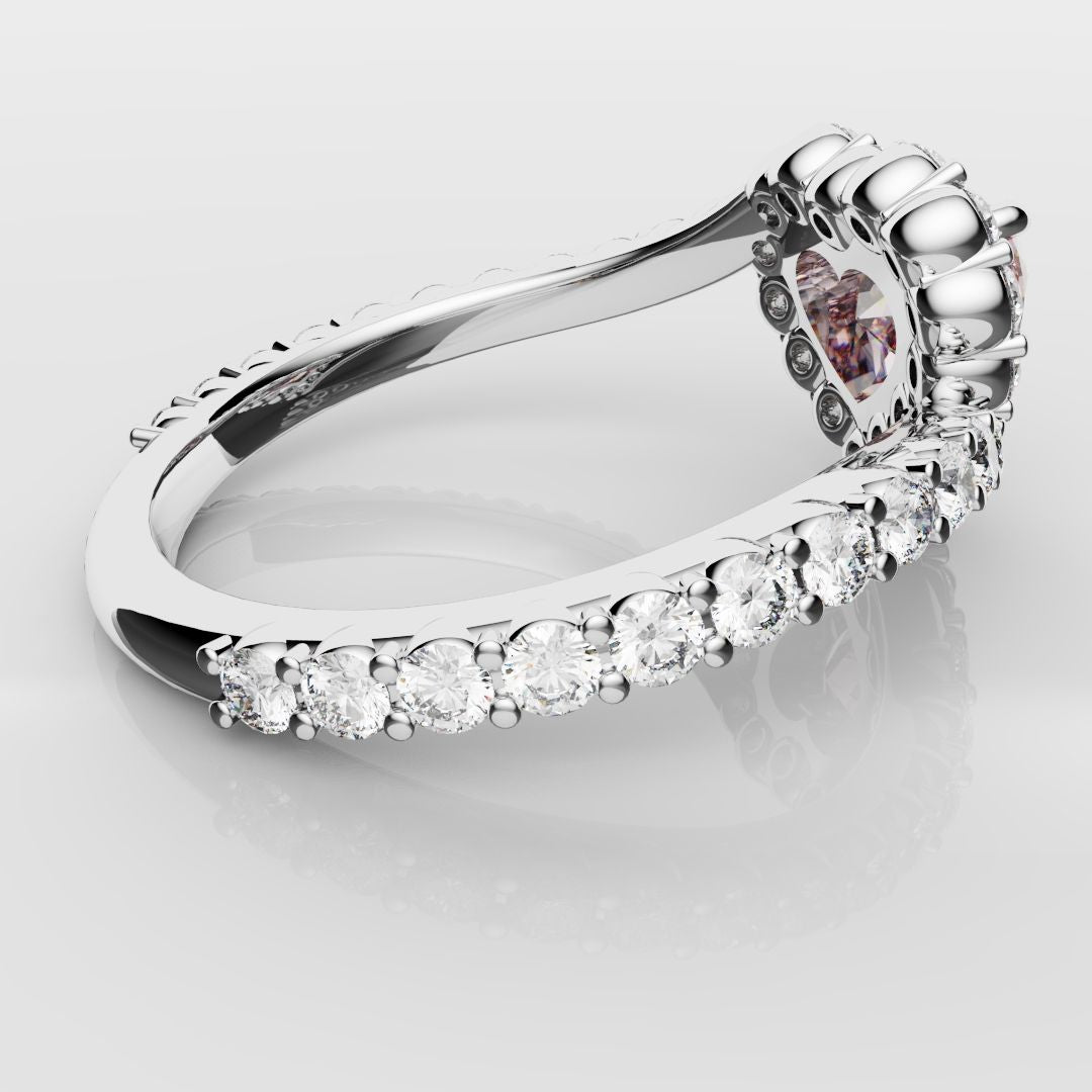 Pink Heart Diamond Halo Engagement Ring
