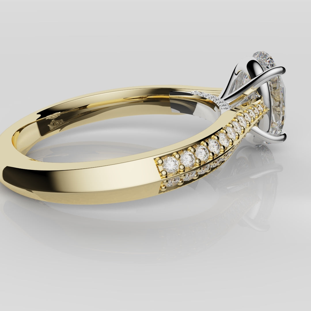 Double Row Pavé Oval Diamond Engagement Ring