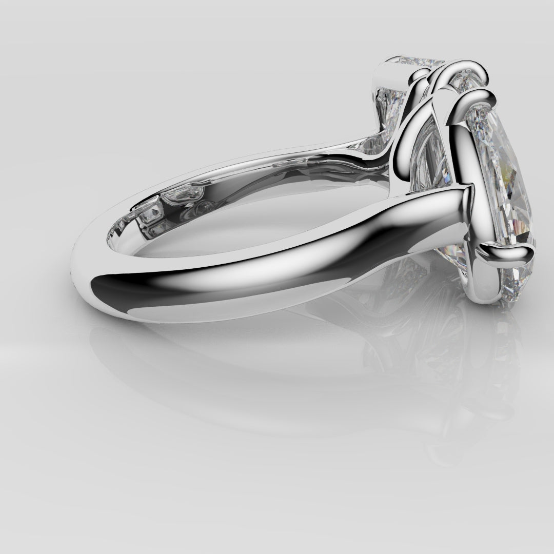 Radiant and Pear Diamond Toi & Moi Engagement Ring