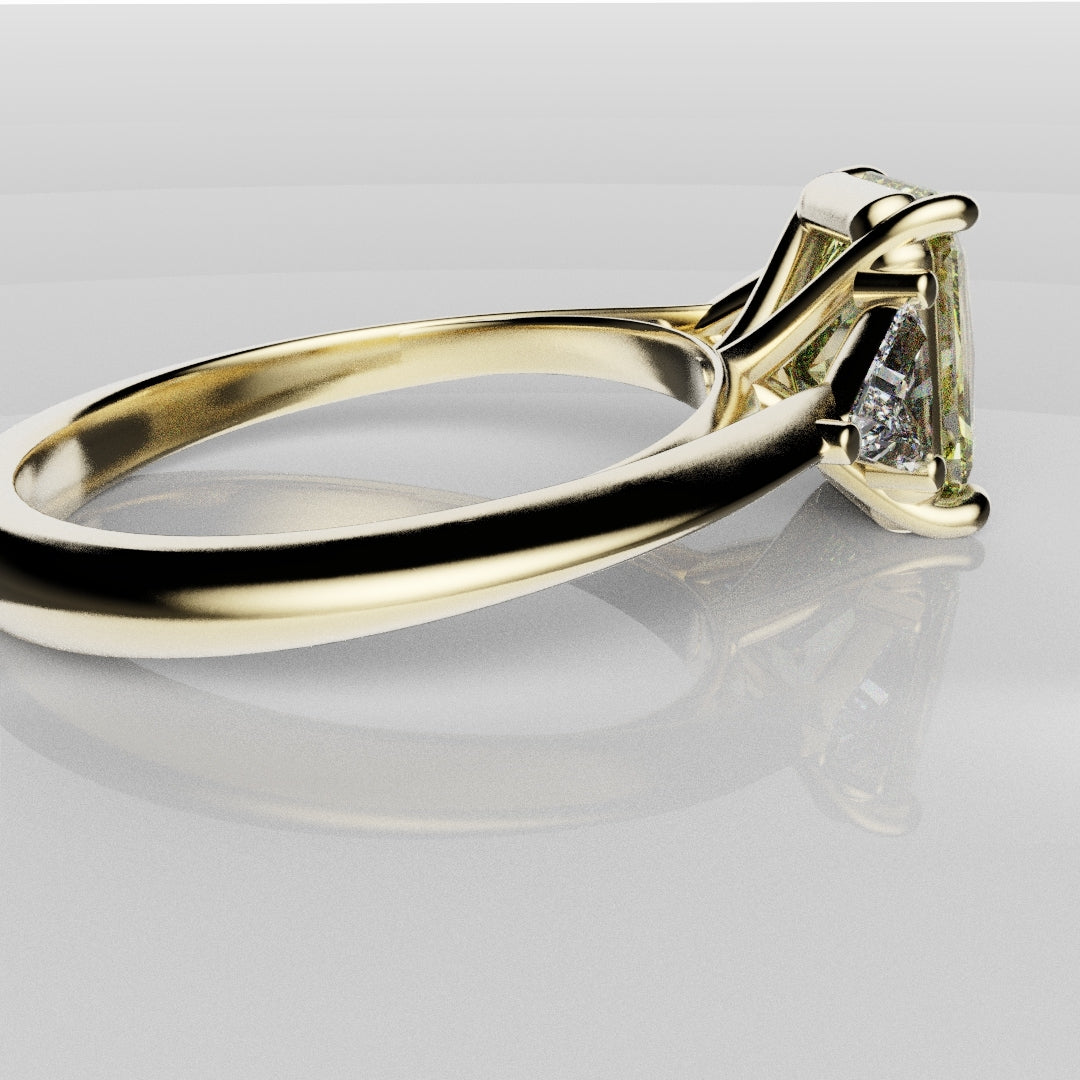 Fancy Yellow Radiant Cut Trilogy Engagement Ring