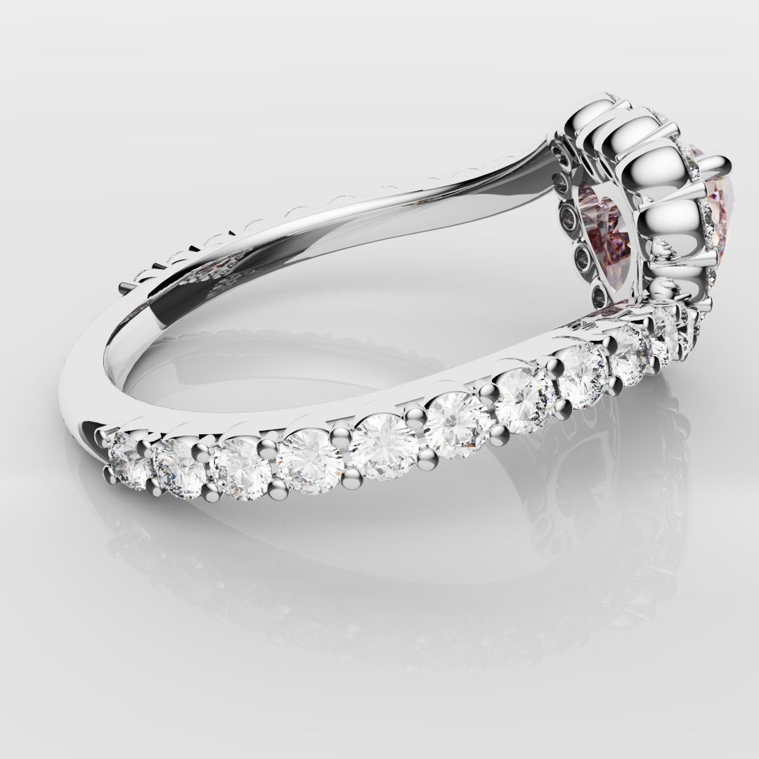 Pink Heart Diamond Halo Engagement Ring