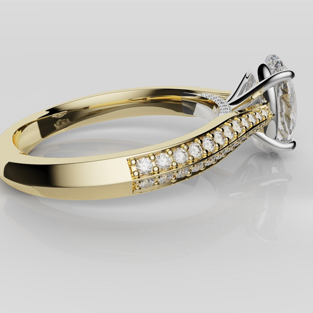 Double Row Pavé Oval Diamond Engagement Ring