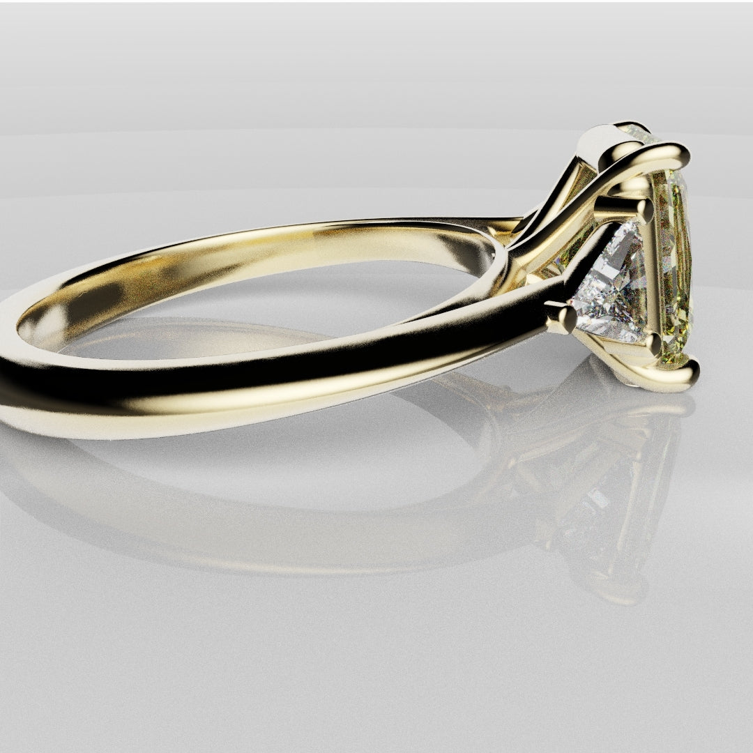 Fancy Yellow Radiant Cut Trilogy Engagement Ring