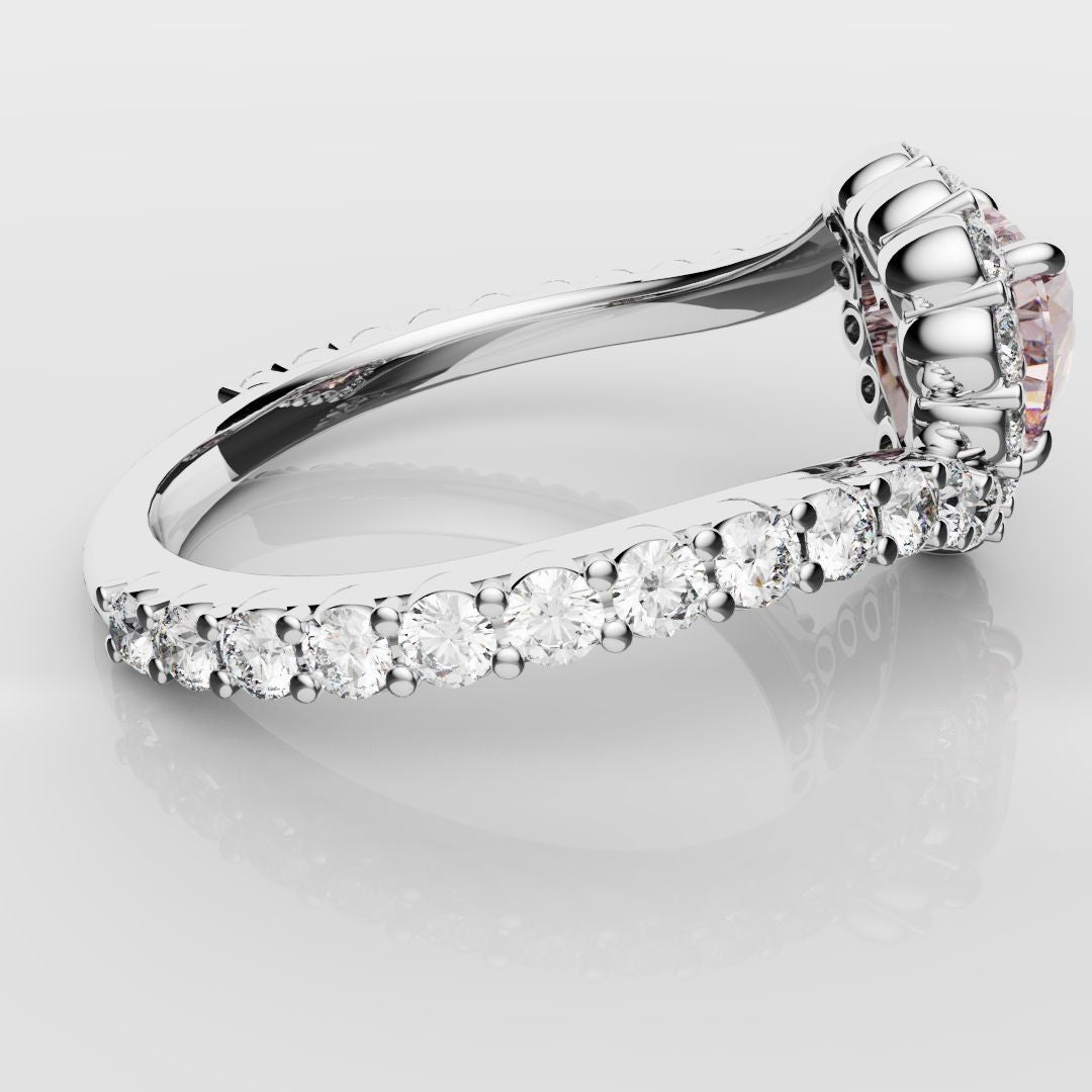 Pink Heart Diamond Halo Engagement Ring