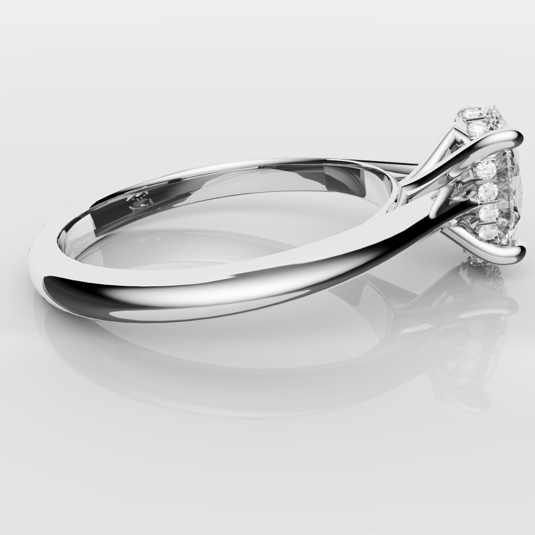 Oval Hidden Halo Engagement Ring