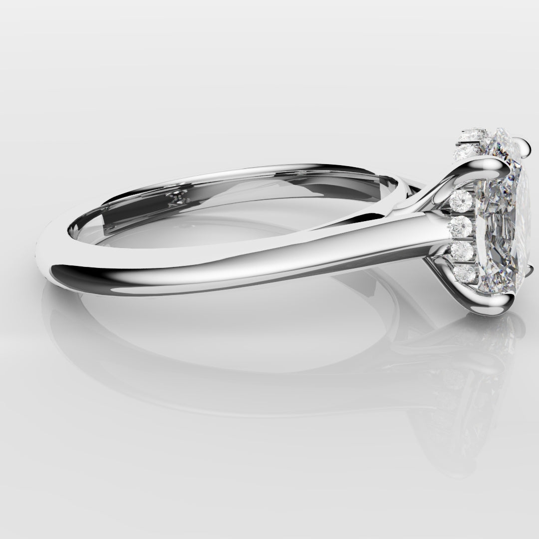 Oval Hidden Halo Engagement Ring